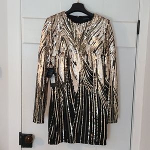 MARCIANO TIFFANY LONG-SLEEVE SEQUIN DRESS